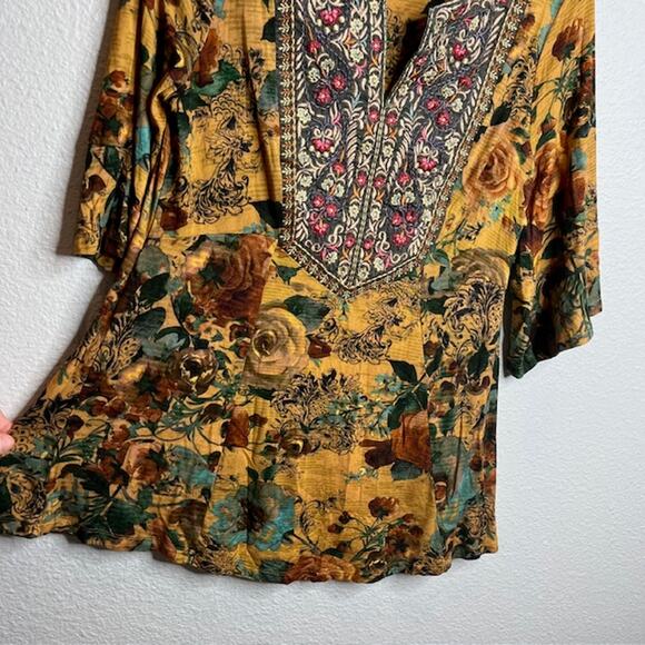 Soft Surroundings Stunning Jewel Tone Floral Boho Tunic Top Size Small - Picture 8 of 13